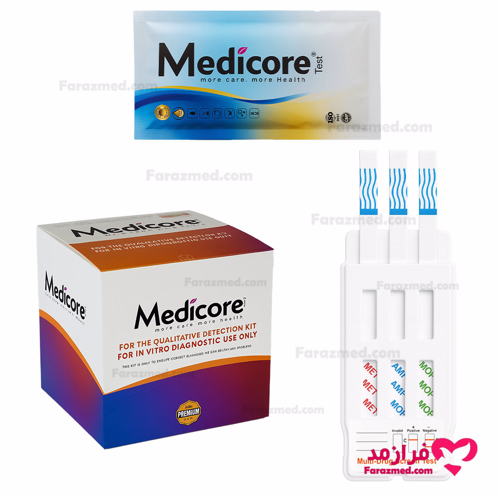  محصول 1 تصویر شماره کیت 3 کاره تشخیص سریع اعتیاد (آمفتامین ، مت آمفتامین ، مرفین) مدیکور مدل کاستی 