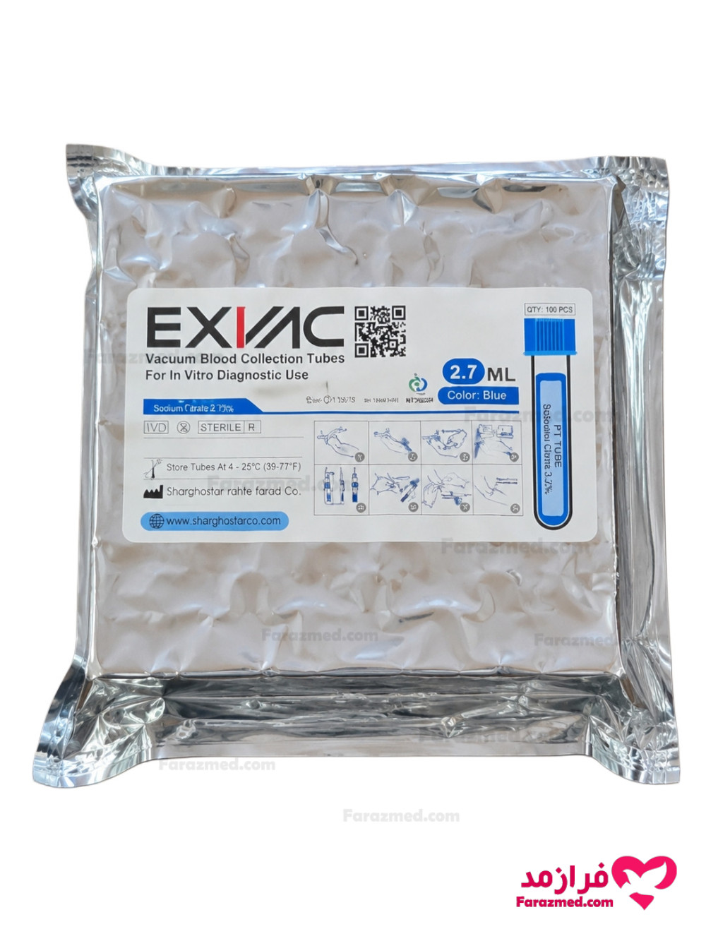  محصول 1 تصویر شماره لوله خونگیری PT - PTT حجم 2.7ml برند Exvac سایز 56×12 میلی‌متر مدل وکیوم 